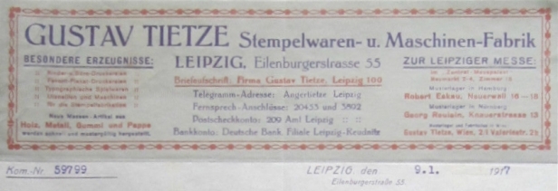 Gustav Tietze Briefkopf 1917